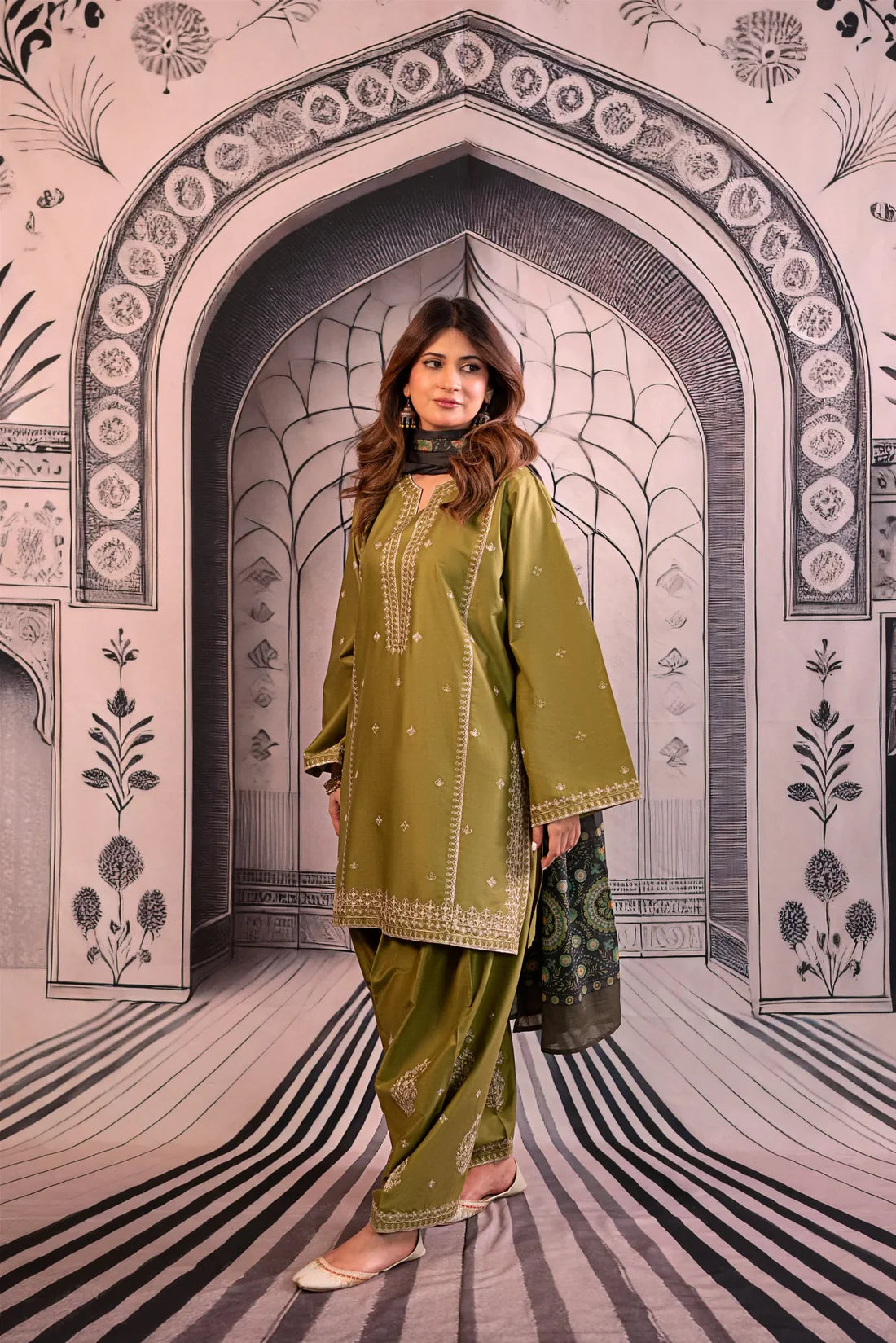 URGE Winter 3PC DHANAK EMBROIDERED SUITE -AC0707