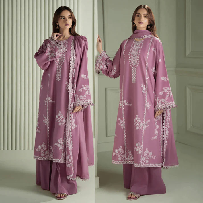 CROSS STITCH Winter 3PC Dhanak Embroidered Suite -AC0712