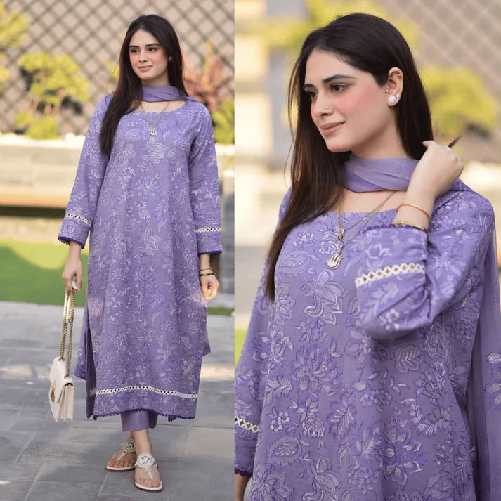 BREEZE Winter 3PC Dhanak Embroidered Suite -AC0786