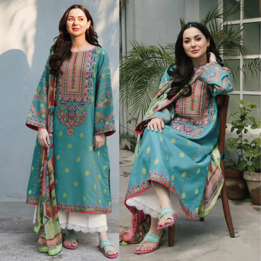 Zara Shahjahan - 3PC Dhanak Embroidered Suit - AC0265