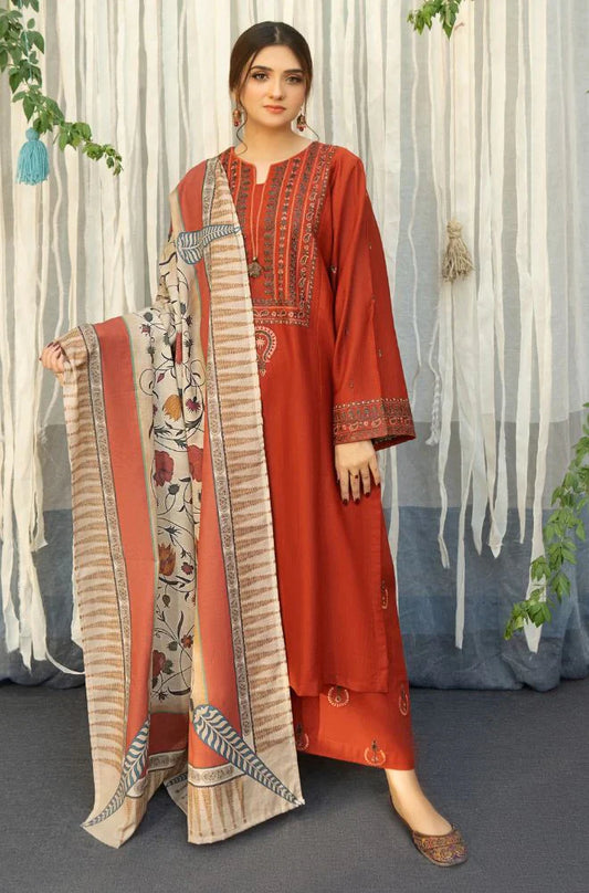 AISLING Winter 3pcs Dhanak embroidered Suite -AC0701