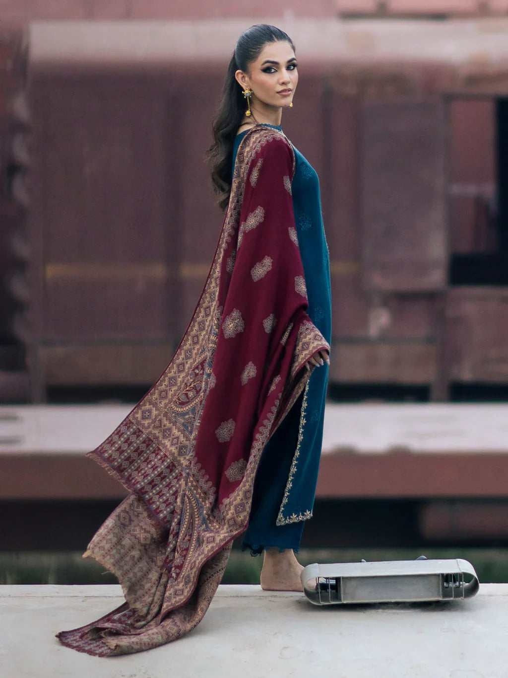 IZEL Winter 3PC DHANAK EMBROIDERED SUIT -AC0711