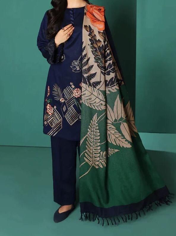 NISHAT Winter Dhanak Embroidered 3pc Suite -AC0123