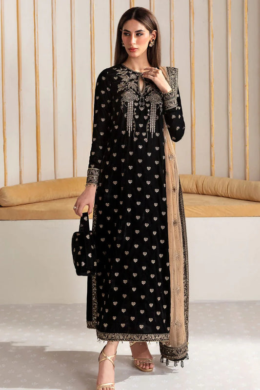 JAZMIN Winter Unstitched 3PCs Embroidered Velvet Dress -AC056