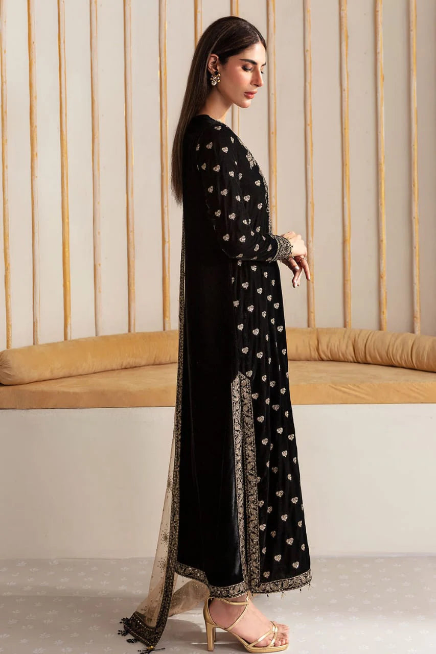 JAZMIN Winter Unstitched 3PCs Embroidered Velvet Dress -AC056