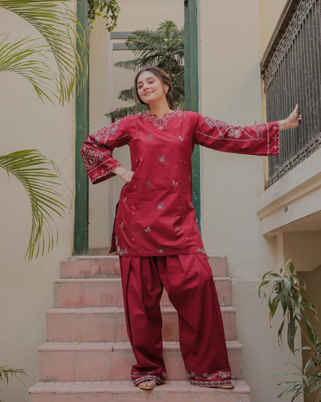 URGE- SUMMER 2PC LAWN EMBROIDERED  SHIRT  -AC0132