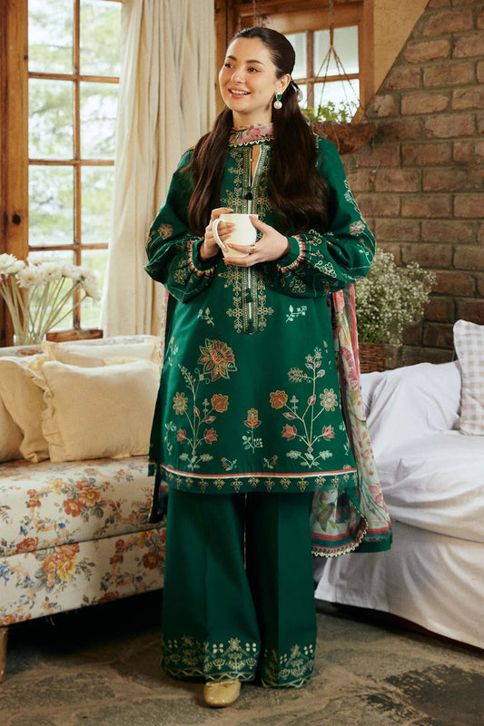 ZARA SHAHJAHAN Winter Embroidered Dhanak 3pc suite-AC0113