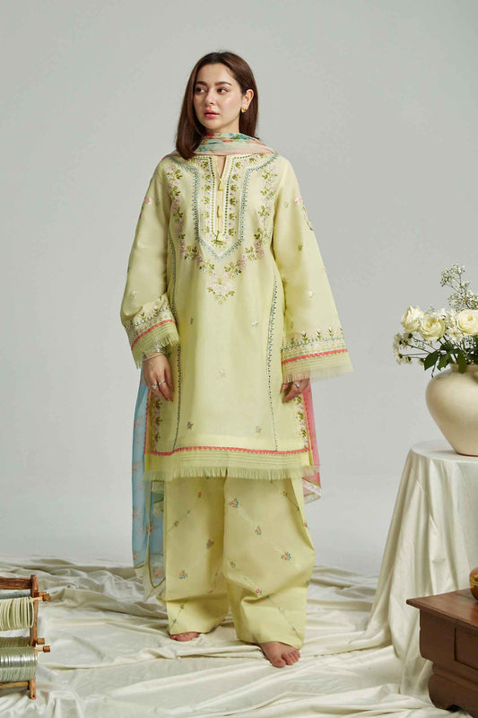 ZARA SHAHJAHAN Winter 3PC Dhanak Embroidered Suite -AC0696