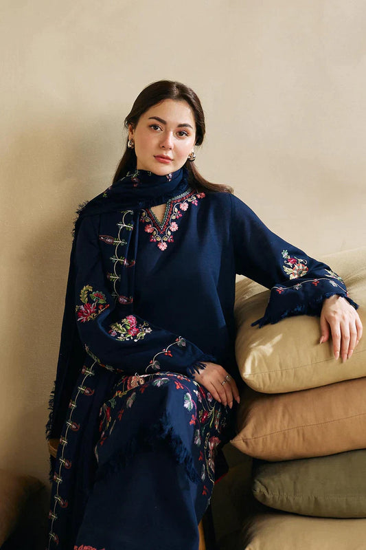 ZARA SHAHJAHAN Winter 3pcs Dhanak Embroidered Suite -AC0693