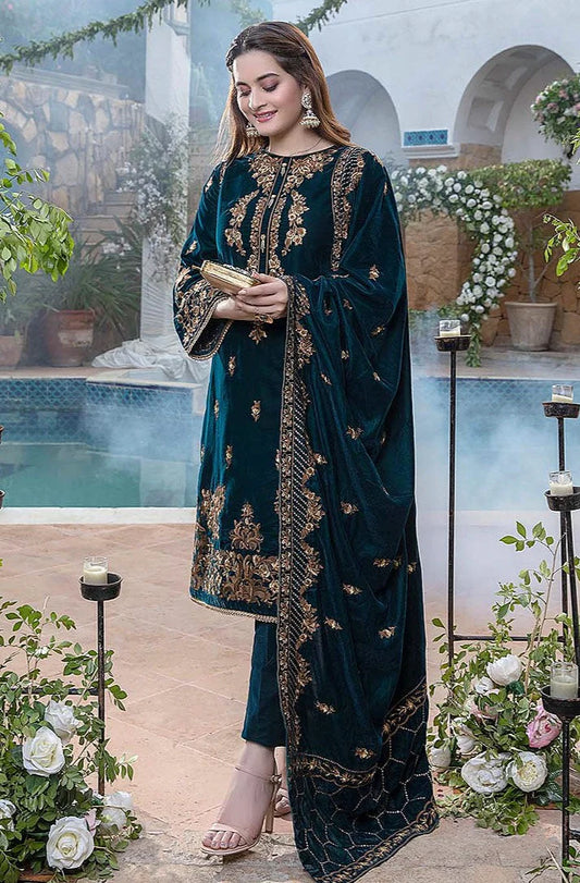 MARIA.B Winter Sequance Embroidered Velvet 3pc Suite -AC081