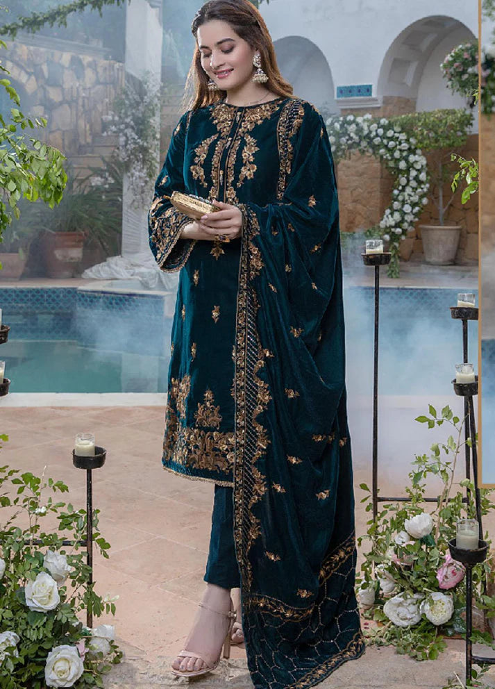 MARIA.B Winter Sequance Embroidered Velvet 3pc Suite -AC081