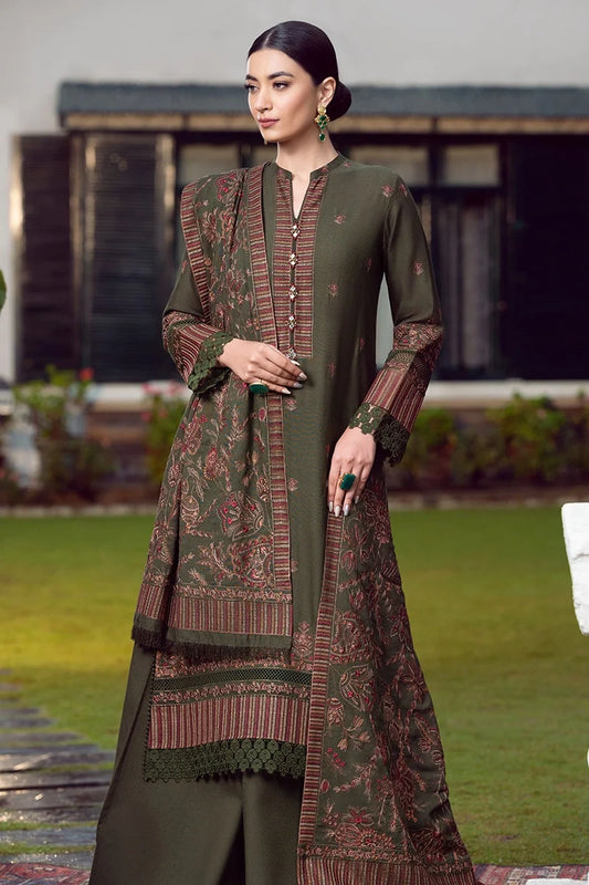 BAREEZE Winter Embroidered Dhanak 3pc Suite -AC0190