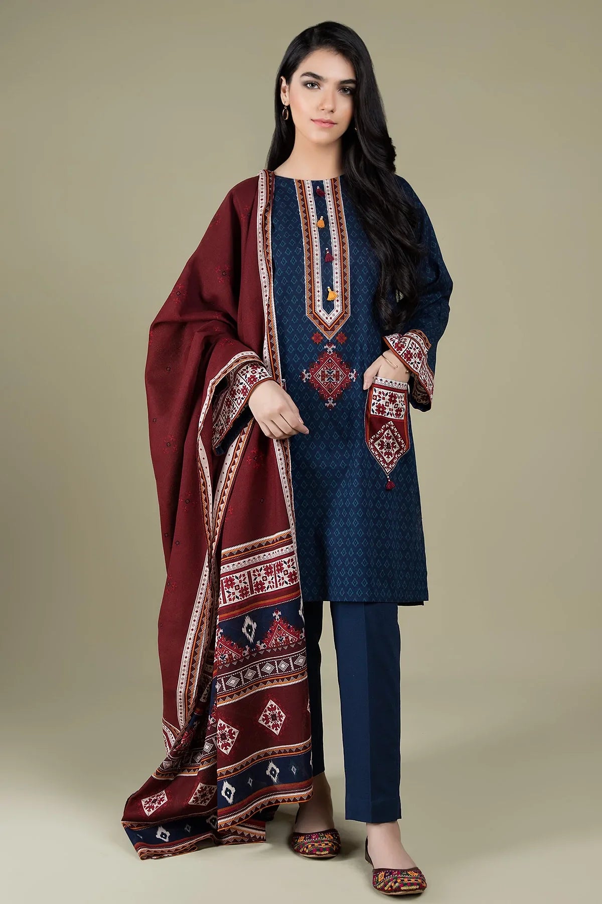 KAYSERIA Winter 3PC Dhanak Embroidered Suite -AC2134