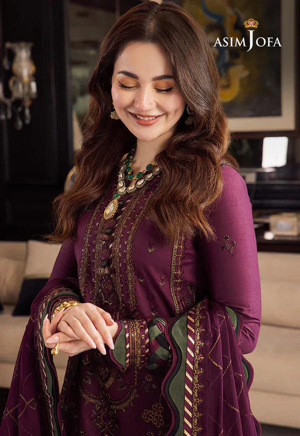 Asim Jofa-Winter 3piece Dhanak embroidered suit -AC 0703
