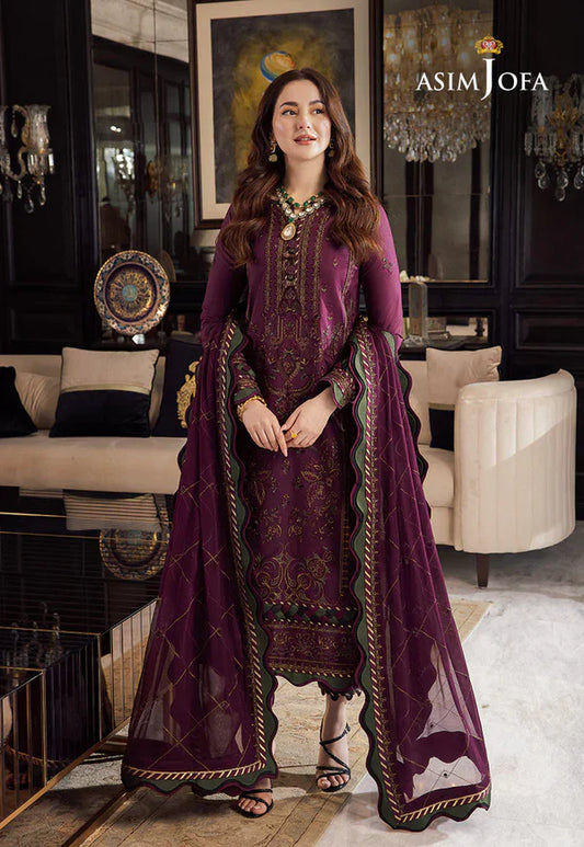 Asim Jofa-Winter 3piece Dhanak embroidered suit -AC 0703