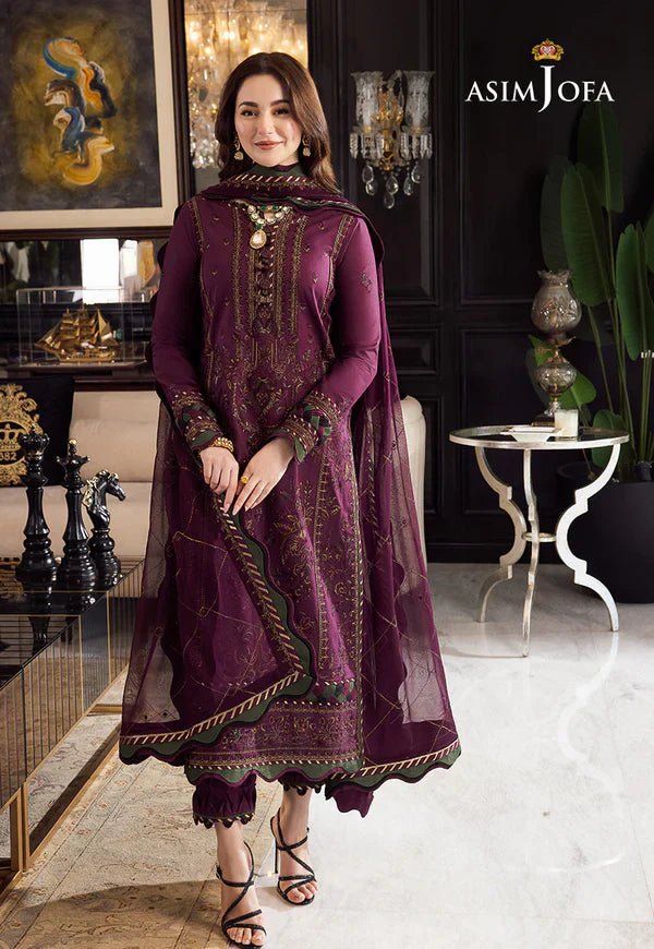 Asim Jofa-Winter 3piece Dhanak embroidered suit -AC 0703