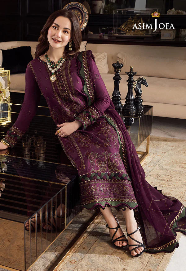 Asim Jofa-Winter 3piece Dhanak embroidered suit -AC 0703