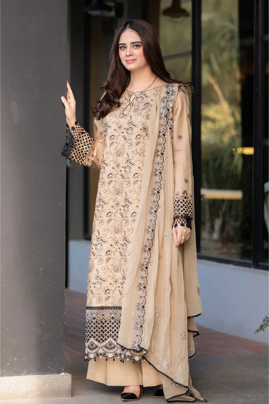 BAREEZE Winter 3PC Dhanak Chickenkari Embroidered Suite -AC0714