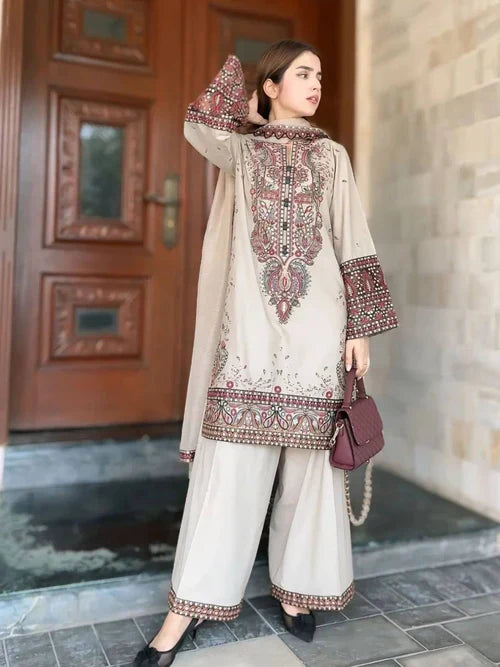 MARIA.B-Winter 3pc Dhanak Embroidered Suit -AC0704