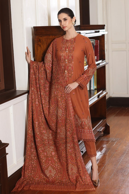BAREEZE Winter  Dhanak 3PC Full Embroidered Suite -AC0435