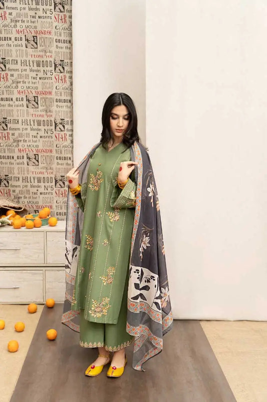 URGE Winter 3PC Dhanak EMBROIDERED Suite -AC021