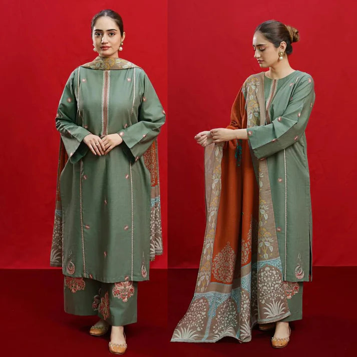 URGE Winter3PC DHANAK EMBROIDERED Suite -AC065